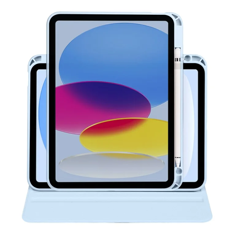 Para iPad Air 11 (2024) Capa PU Couro+Acrílico Capa Tablet Sono / Despertar Automático, Suporte Giratório - Azul Bebê