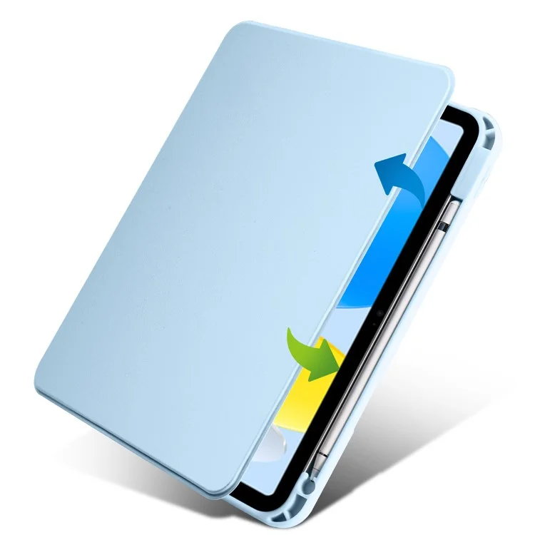 Para iPad Air 11 (2024) Capa PU Couro+Acrílico Capa Tablet Sono / Despertar Automático, Suporte Giratório - Azul Bebê