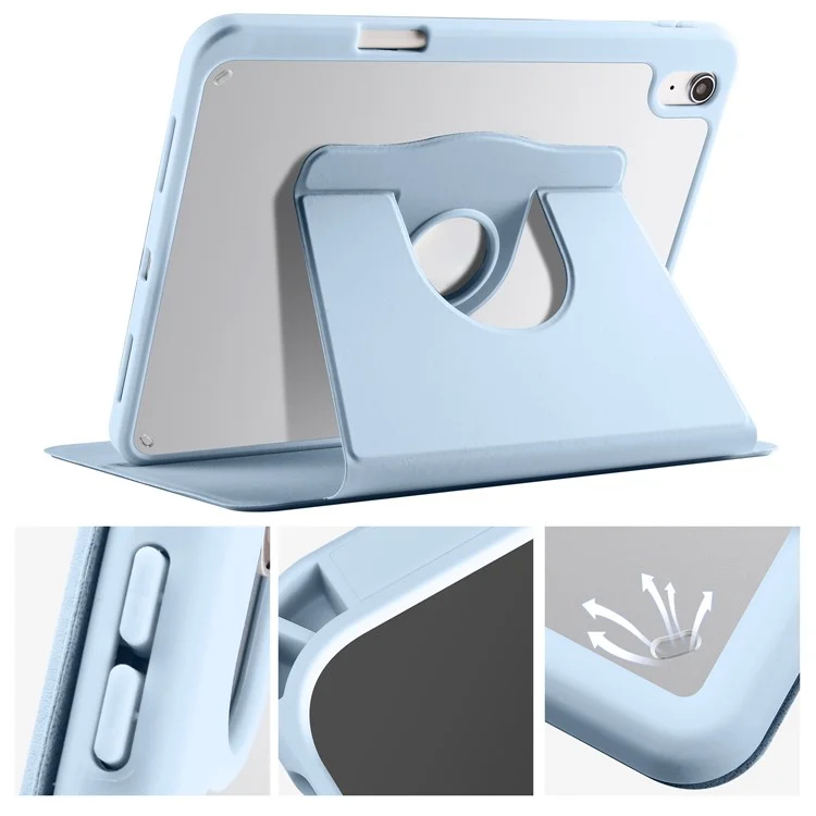 Para iPad Air 11 (2024) Capa PU Couro+Acrílico Capa Tablet Sono / Despertar Automático, Suporte Giratório - Azul Bebê
