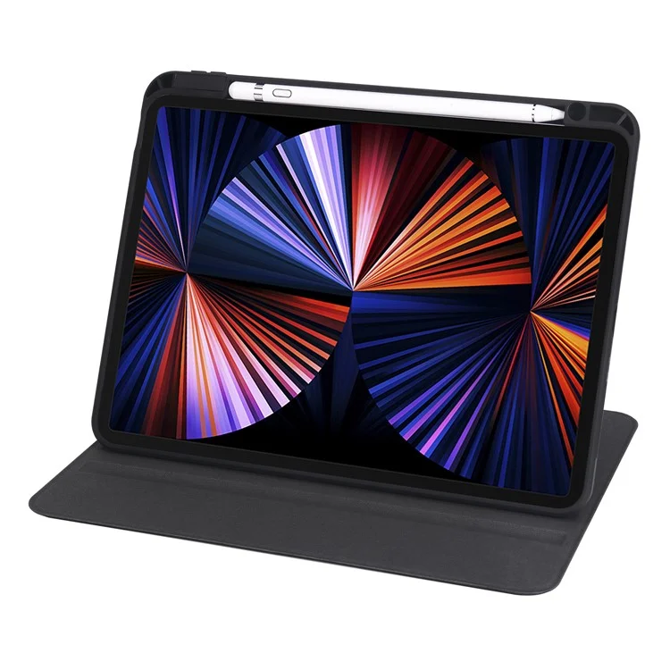 Para iPad For 11 (2024) Case Smart PU Leather+Acrylic Rotating Tablet Cover - Preto
