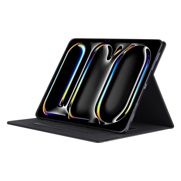Para iPad Pro 11 (2024) Case Ajustável Stand PU Leather Tablet Cover com Auto Wake / Sleep - Preto