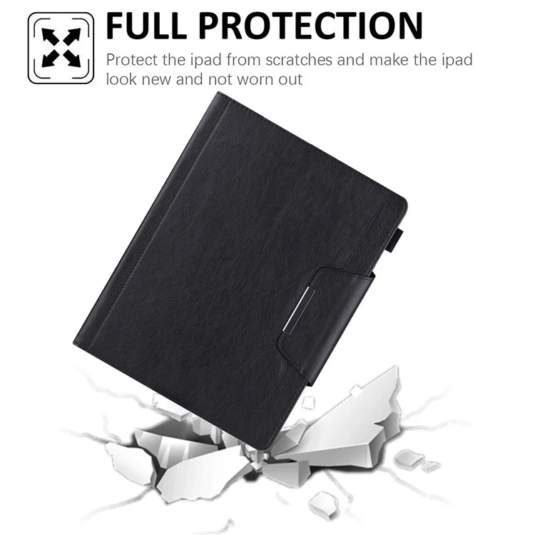 Para iPad Pro 11 (2024) Case Ajustável Stand PU Leather Tablet Cover com Auto Wake / Sleep - Preto