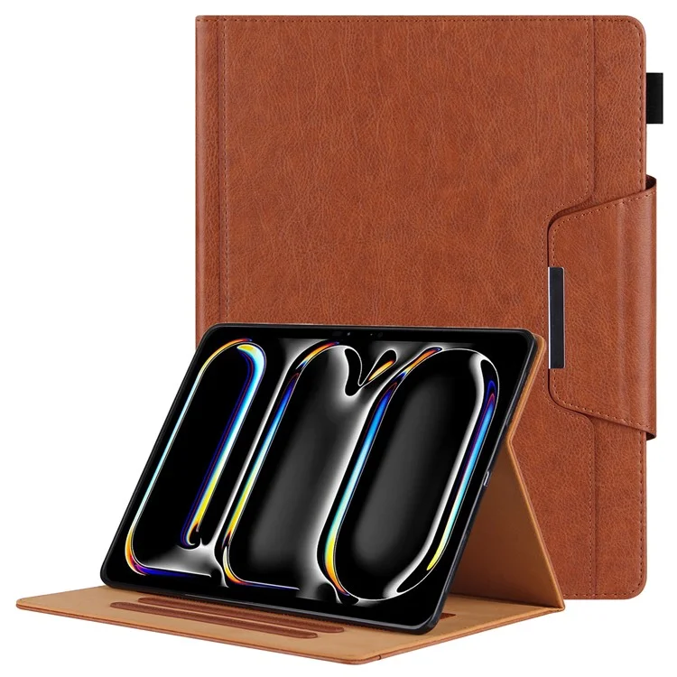 Per iPad Pro 11 (2024) Custodia Supporto Regolabile Custodia in Pelle PU con Risveglio Automatico / Sleep - Marrone