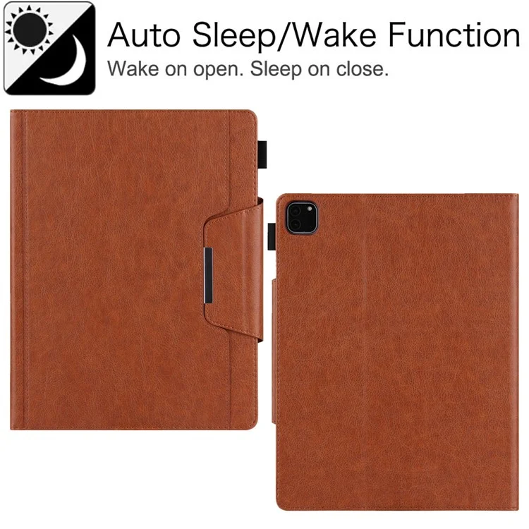 Per iPad Pro 11 (2024) Custodia Supporto Regolabile Custodia in Pelle PU con Risveglio Automatico / Sleep - Marrone