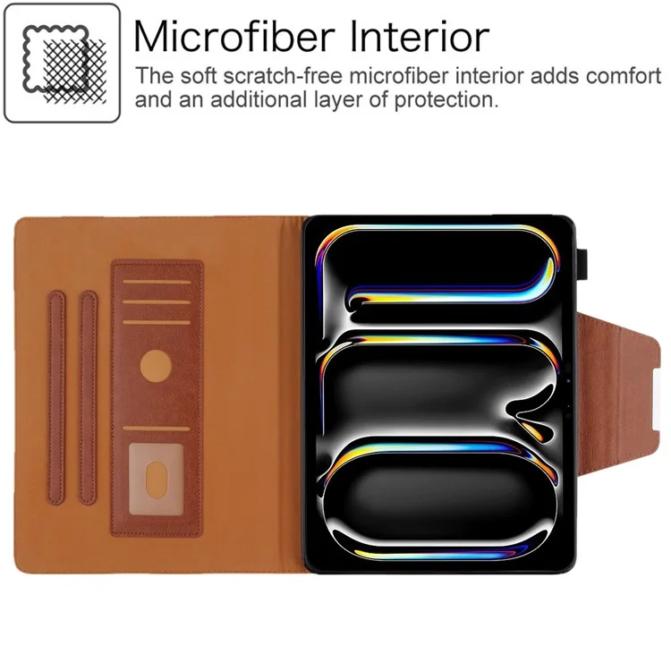 Per iPad Pro 11 (2024) Custodia Supporto Regolabile Custodia in Pelle PU con Risveglio Automatico / Sleep - Marrone