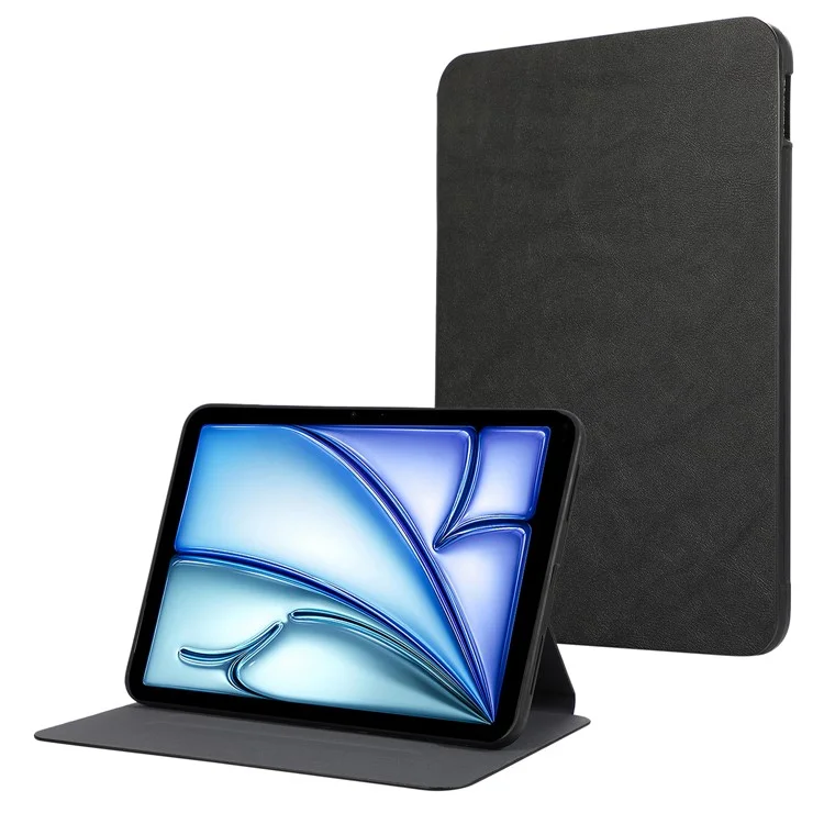 Para iPad Air 11 (2024) Capa com Suporte Couro PU Capa Protetora de Tablet - Preto