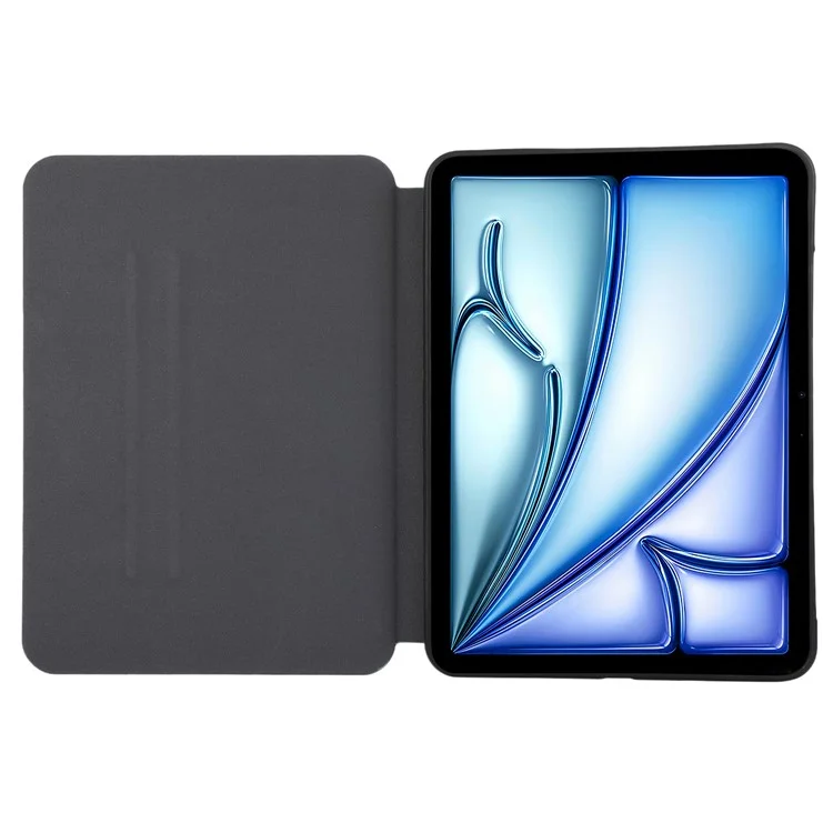Para iPad Air 11 (2024) Capa com Suporte Couro PU Capa Protetora de Tablet - Preto