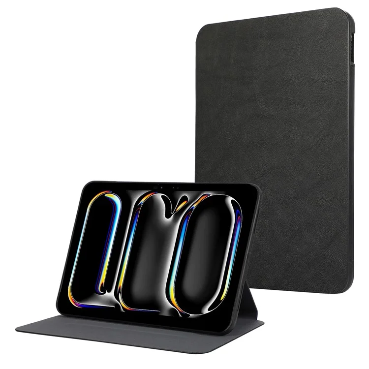 For iPad Pro 11 (2024) Case Folding Stand PU Leather + TPU Tablet Cover - Black