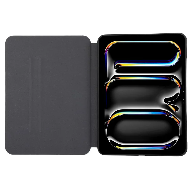 For iPad Pro 11 (2024) Case Folding Stand PU Leather + TPU Tablet Cover - Black