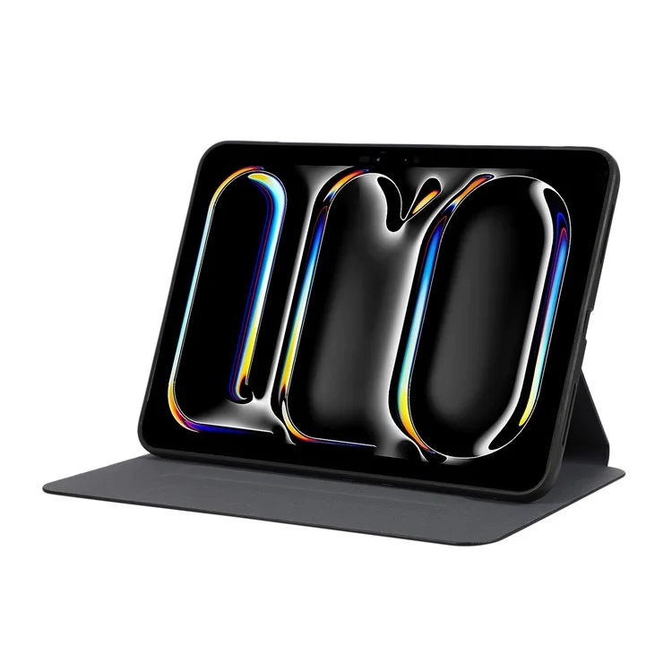 For iPad Pro 11 (2024) Case Folding Stand PU Leather + TPU Tablet Cover - Black
