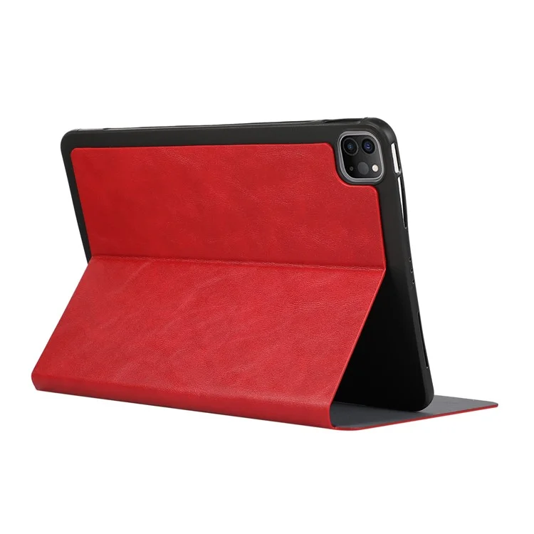 Per iPad Pro 11 (2024) Cover Pieghevole in Pelle PU + Cover per Tablet TPU - Rosso