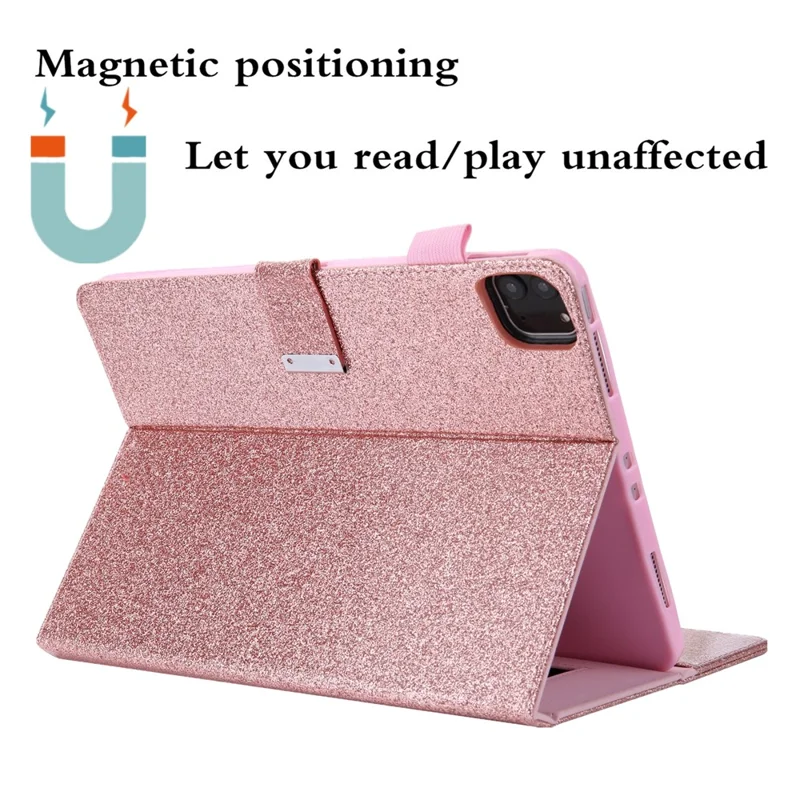 For iPad Pro 11 (2025) / 11 (2024) Case Hand Strap Anti-Drop Leather Smart Tablet Cover - Rose Gold