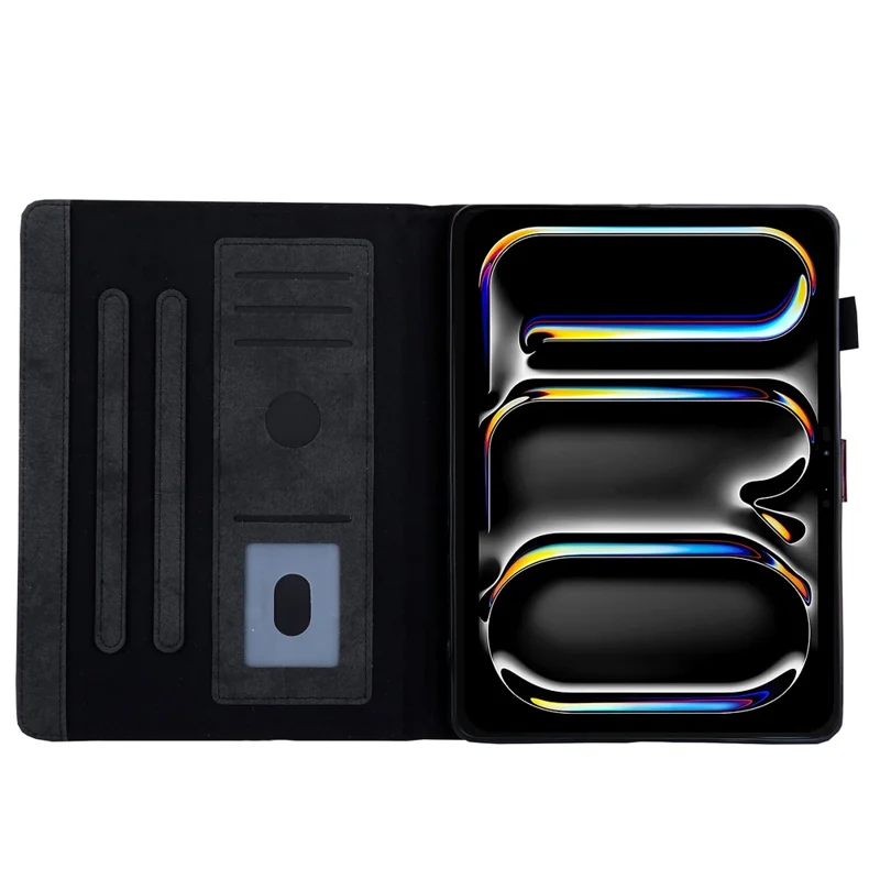 For iPad Pro 11 (2025) / 11 (2024) Case Cloth Texture PU Leather Tablet Cover with Auto Wake / Sleep - Black