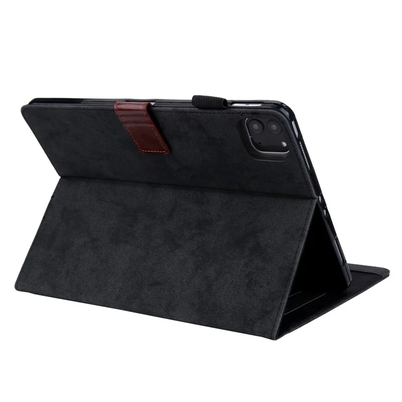 For iPad Pro 11 (2025) / 11 (2024) Case Cloth Texture PU Leather Tablet Cover with Auto Wake / Sleep - Black