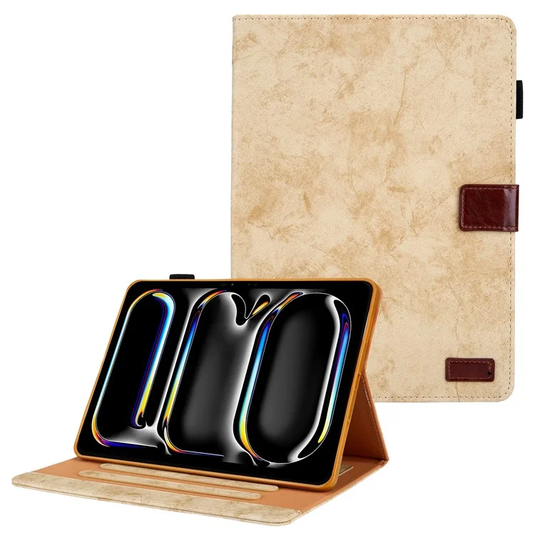 Para iPad Pro 11 (2024) Case Cloth Texture PU Leather Tablet Cover com Auto Wake / Sleep - Amarelo