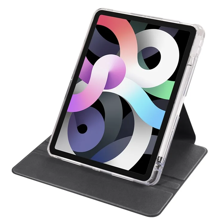 Custodia per iPad Air 11 (2024) Rotazione Stand Pelle+TPU Trasparente Staccabile Cover Tablet - Nero