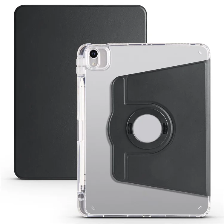 Funda para iPad Air 13 (2024) Soporte giratorio de piel sintética Funda desmontable de TPU transparente para tableta - Negro