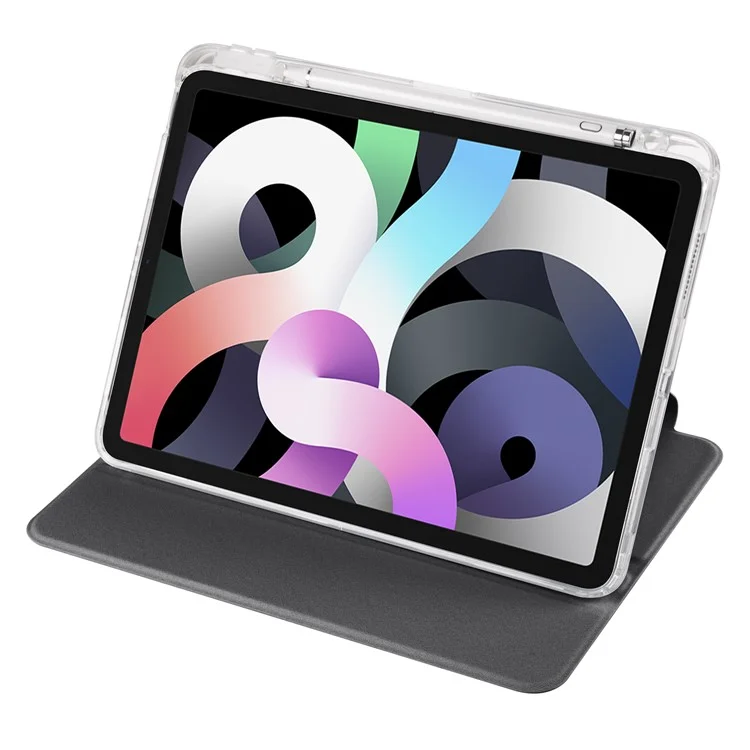 Funda para iPad Air 13 (2024) Soporte giratorio de piel sintética Funda desmontable de TPU transparente para tableta - Negro