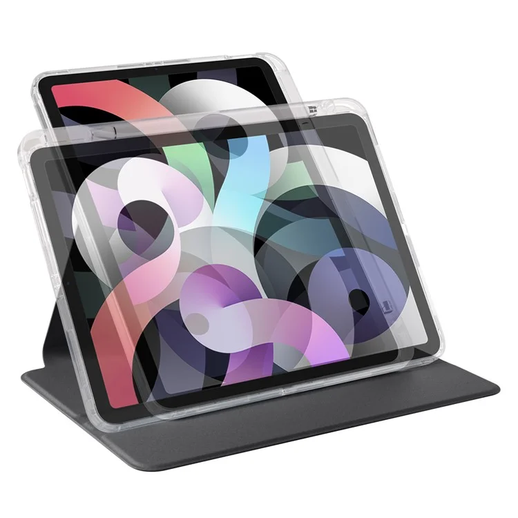Funda para iPad Air 13 (2024) Soporte giratorio de piel sintética Funda desmontable de TPU transparente para tableta - Negro