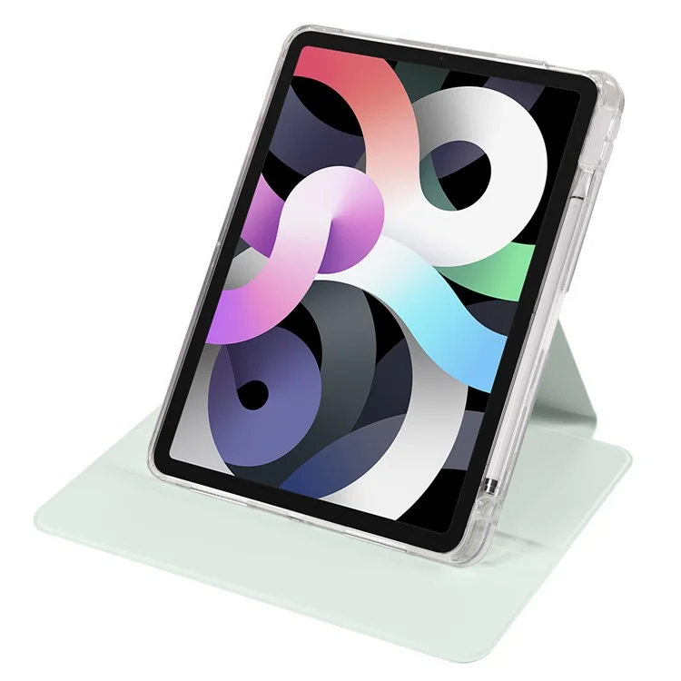 Capa para iPad Air 13 (2024) Rotativa com Suporte Couro PU Capa Clear TPU Destacável - Verde Claro