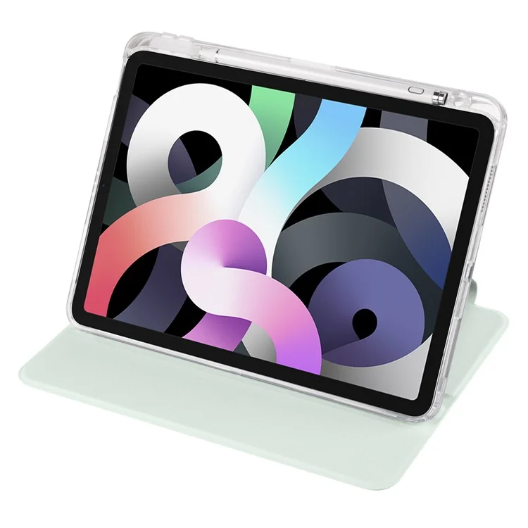 Capa para iPad Air 13 (2024) Rotativa com Suporte Couro PU Capa Clear TPU Destacável - Verde Claro
