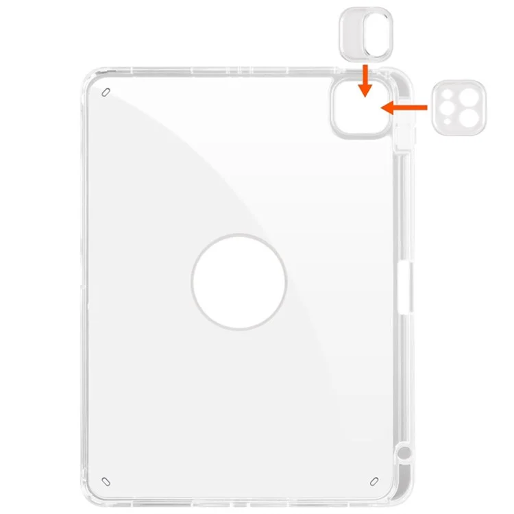 For iPad Pro 13 (2024) Case Rotating Stand PU Leather Clear Back Detachable Tablet Cover - Black
