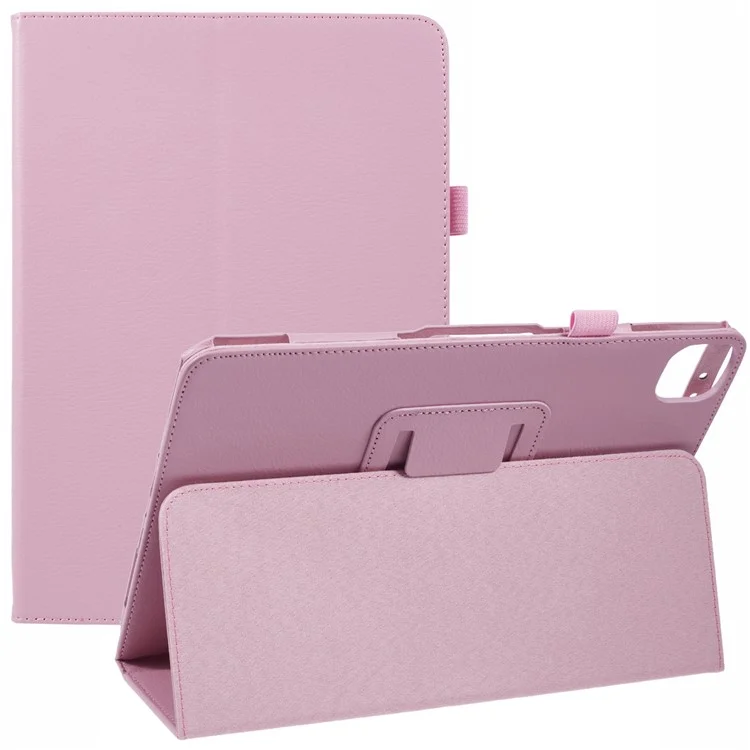 Per iPad Air 11 (2024) Custodia in pelle con texture litchi Custodia per tablet con supporto pieghevole - Rosa