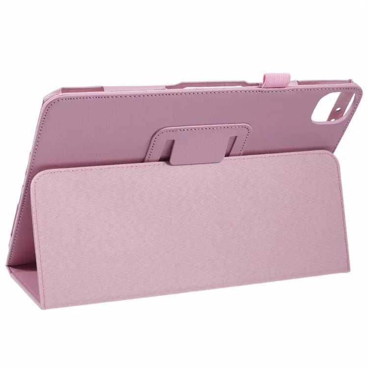 Per iPad Air 11 (2024) Custodia in pelle con texture litchi Custodia per tablet con supporto pieghevole - Rosa