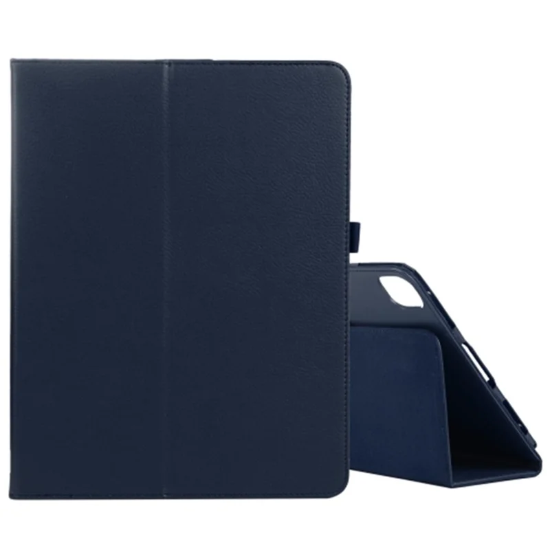 For iPad Pro 13 (2025) / 13 (2024) Case Bi-Fold Stand Leather Tablet Cover Litchi Texture - Dark Blue