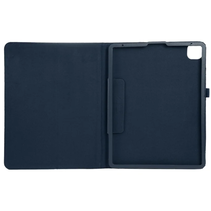 For iPad Pro 13 (2025) / 13 (2024) Case Bi-Fold Stand Leather Tablet Cover Litchi Texture - Dark Blue
