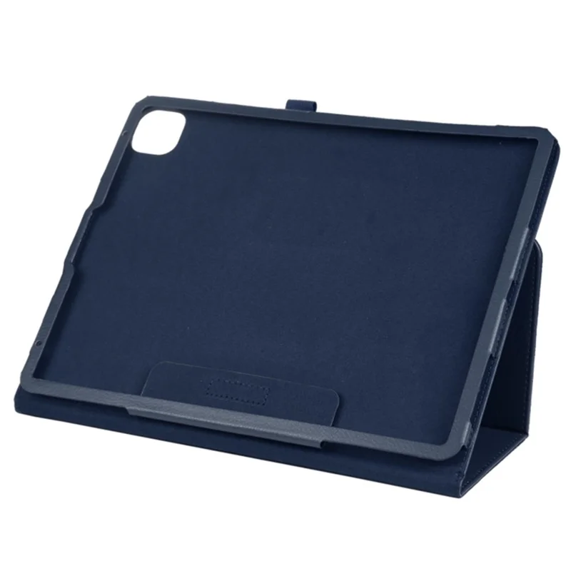 For iPad Pro 13 (2025) / 13 (2024) Case Bi-Fold Stand Leather Tablet Cover Litchi Texture - Dark Blue