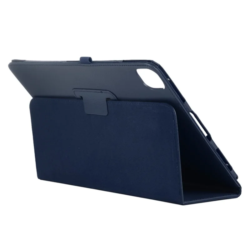 For iPad Pro 13 (2025) / 13 (2024) Case Bi-Fold Stand Leather Tablet Cover Litchi Texture - Dark Blue