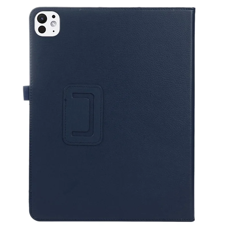 For iPad Pro 13 (2025) / 13 (2024) Case Bi-Fold Stand Leather Tablet Cover Litchi Texture - Dark Blue