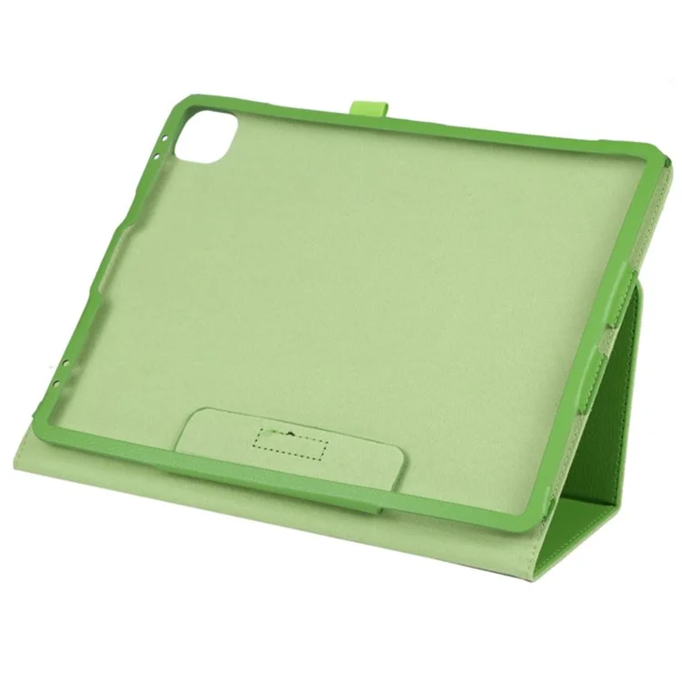 Para iPad Pro 13 (2024) Case Bi-Fold Stand Leather Tablet Cover Litchi Texture - Verde