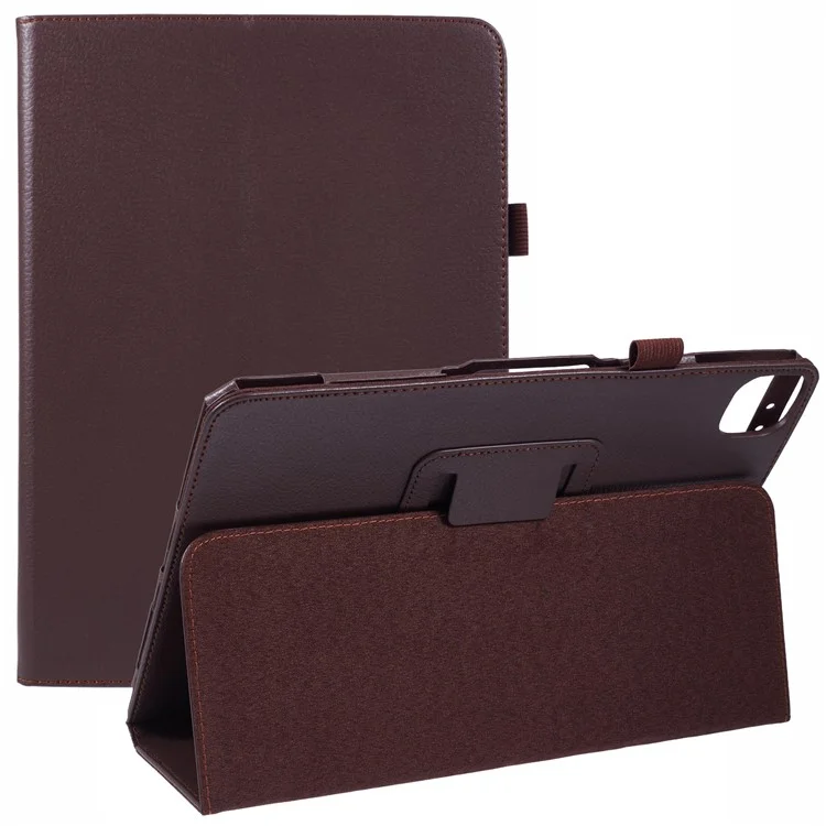 Funda para iPad Air 13 (2024) Carcasa con soporte plegable en piel de poliuretano con textura de litchis - Marrón