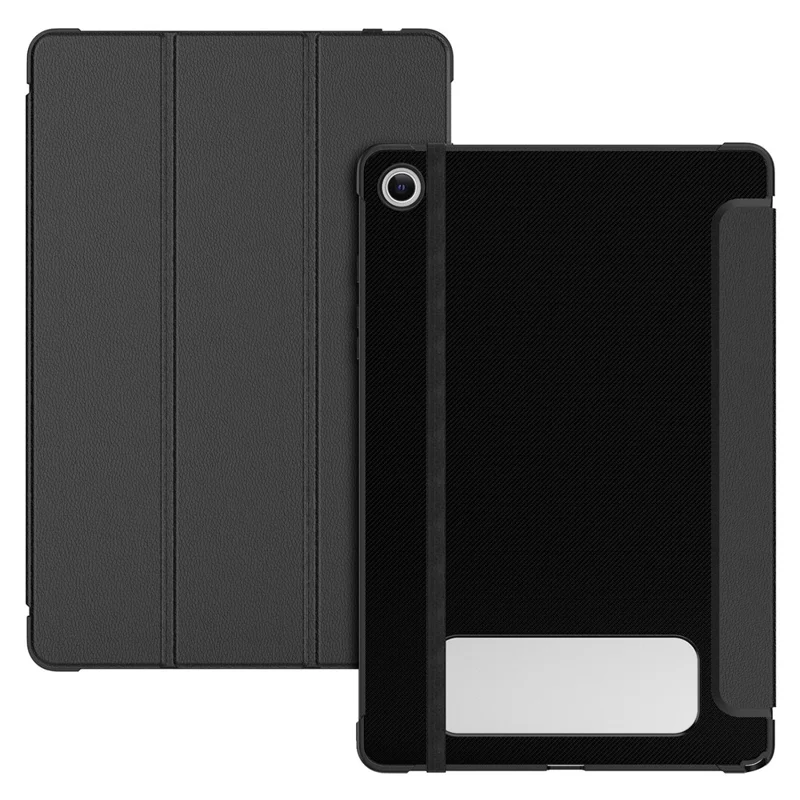 For Samsung Galaxy Tab A9 Case Carbon Fiber Texture TPU+Leather Tablet Cover Auto Wake / Sleep - Black