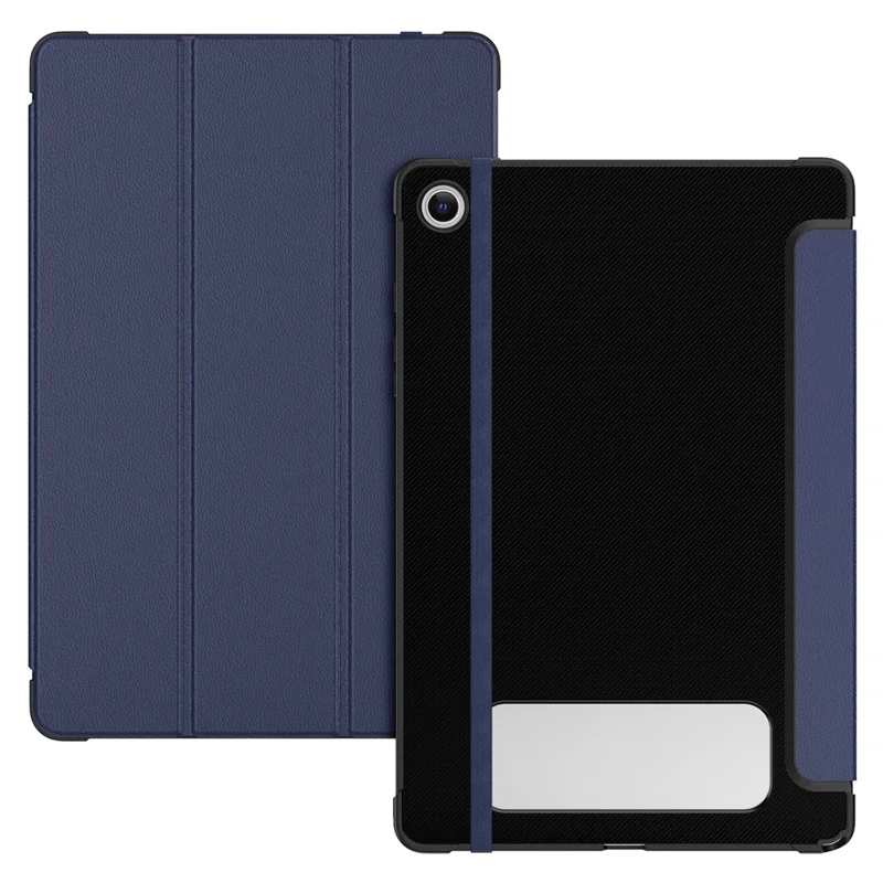 For Samsung Galaxy Tab A9 Case Carbon Fiber Texture TPU+Leather Tablet Cover Auto Wake / Sleep - Navy Blue