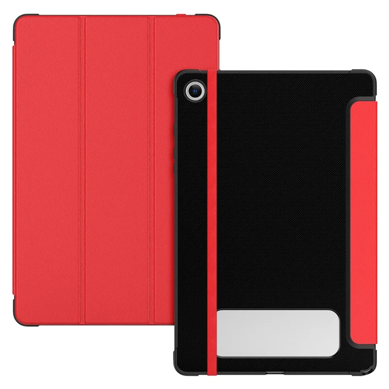 For Samsung Galaxy Tab A9 Case Carbon Fiber Texture TPU+Leather Tablet Cover Auto Wake / Sleep - Red