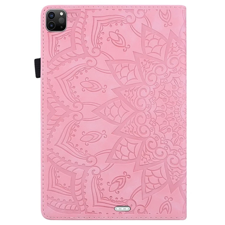 For iPad Pro 11 (2024) Case Flower Pattern Leather Tablet Cover Auto Wake / Sleep - Pink