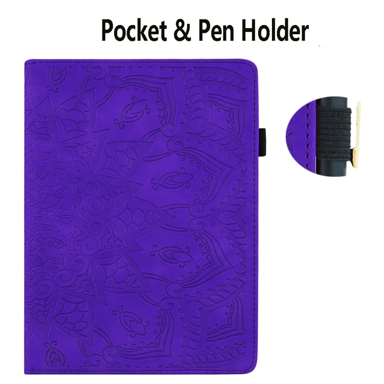Para Capa do iPad Pro 11 (2024) Padrão de Flor Couro Capa de Tablet Despertar / Dormir Automático - Roxo