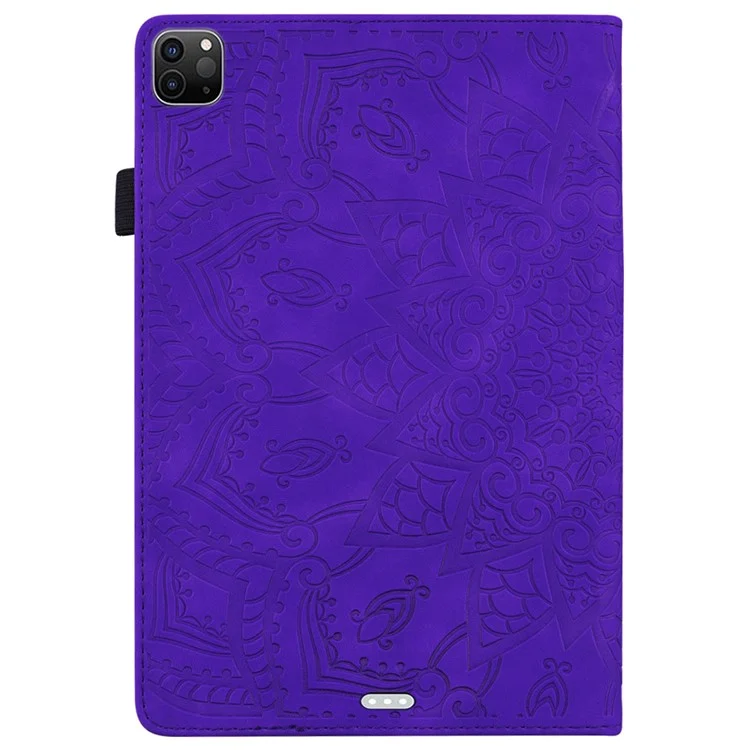 Para Capa do iPad Pro 11 (2024) Padrão de Flor Couro Capa de Tablet Despertar / Dormir Automático - Roxo
