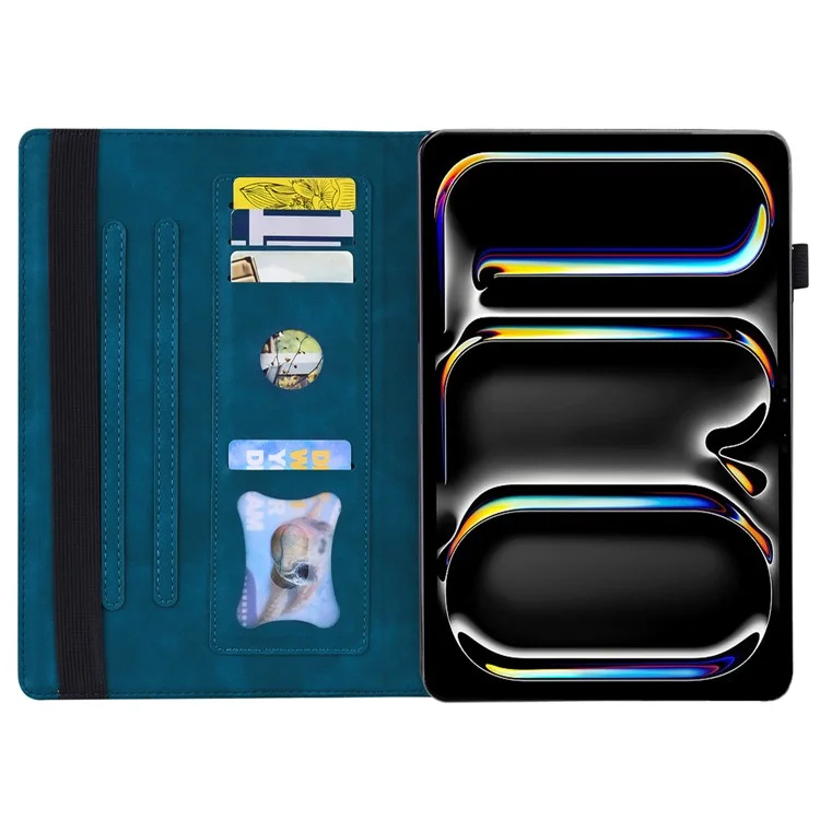 Per iPad Pro 11 (2024) Custodia Slot per Schede Pelle PU Supporto Tablet Cover - Blu