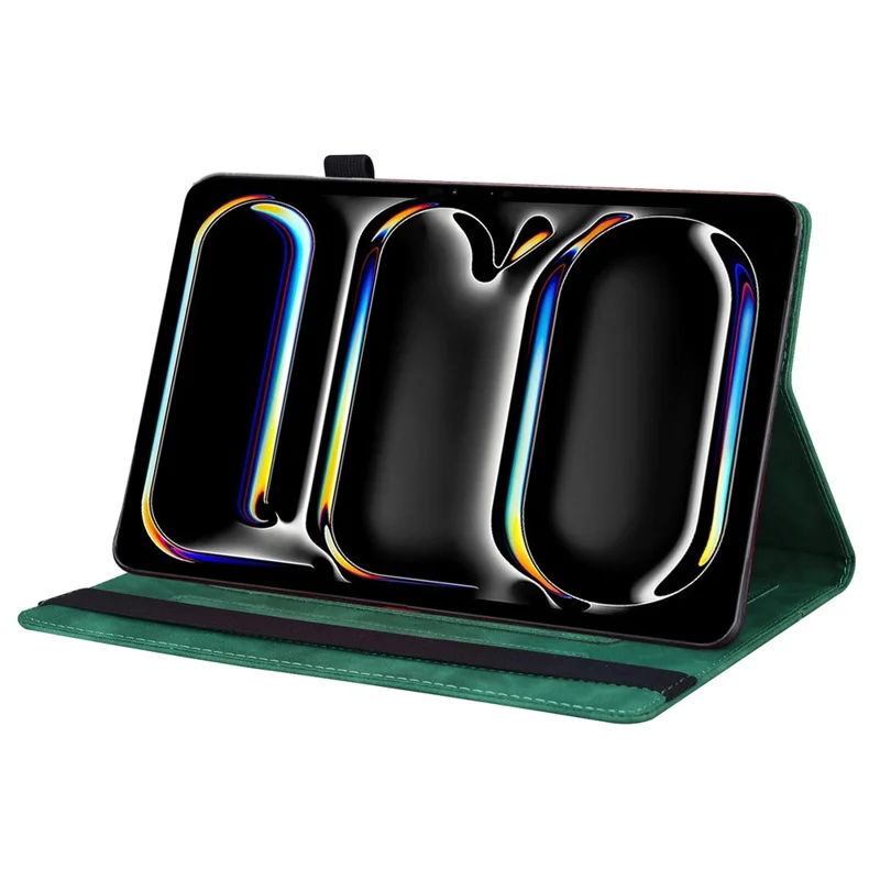 For iPad Pro 11 (2025) / 11 (2024) Case Card Slot PU Leather Stand Tablet Cover - Green
