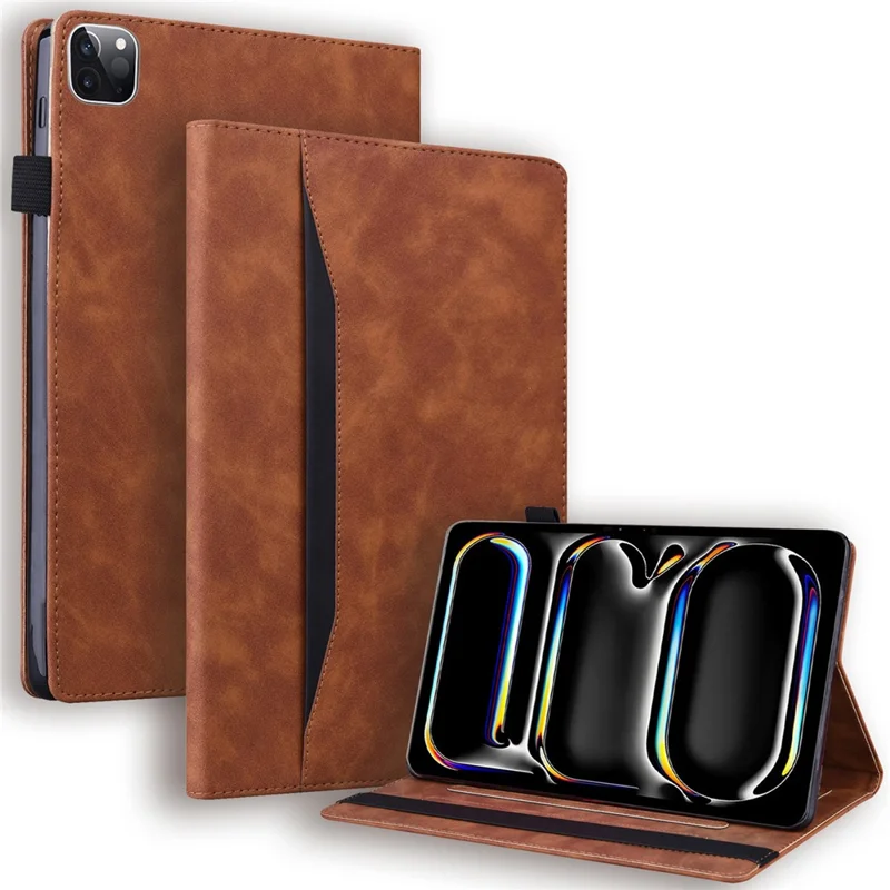 For iPad Pro 11 (2025) / 11 (2024) Case Card Slot PU Leather Stand Tablet Cover - Brown