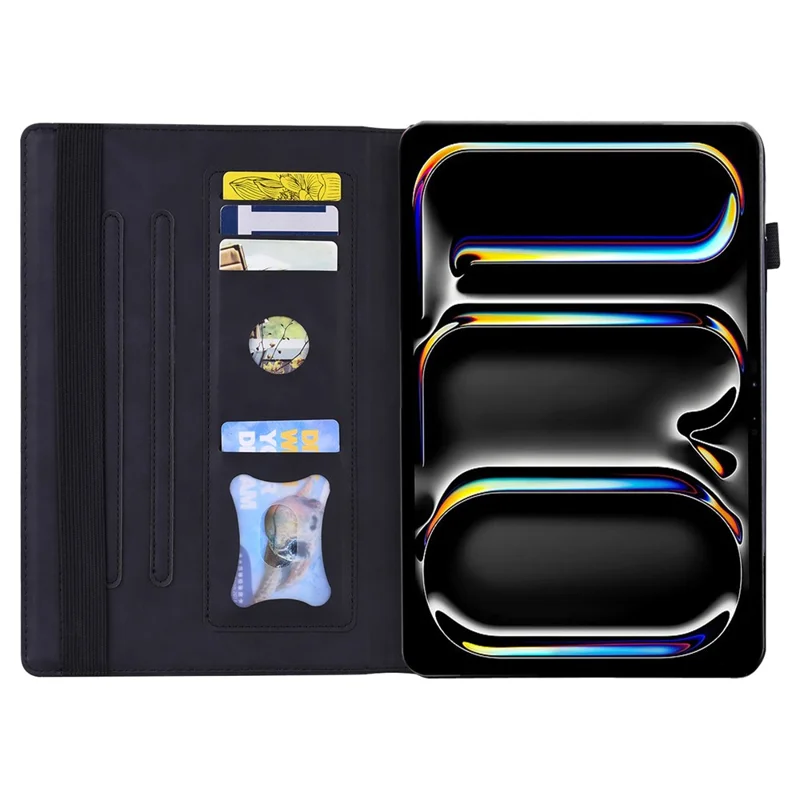For iPad Pro 11 (2025) / 11 (2024) Case Card Slot PU Leather Stand Tablet Cover - Black