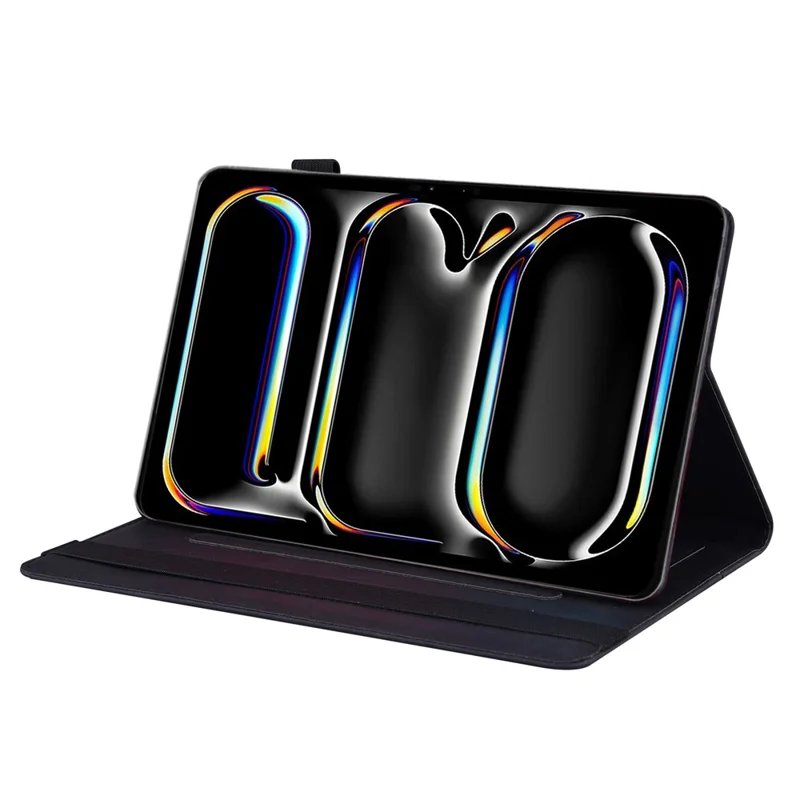 For iPad Pro 11 (2025) / 11 (2024) Case Card Slot PU Leather Stand Tablet Cover - Black