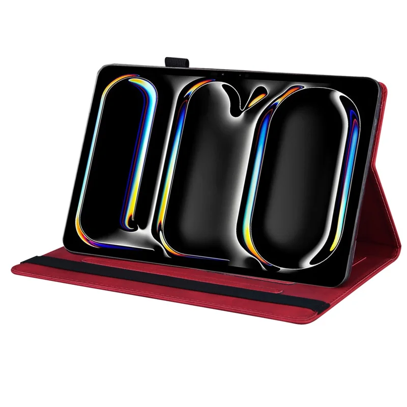 For iPad Pro 11 (2025) / 11 (2024) Case Card Slot PU Leather Stand Tablet Cover - Red