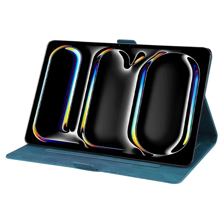 For iPad Pro 11 (2024) Case with Card Slots Butterfly Imprinted Leather Tablet Cover - Blue
