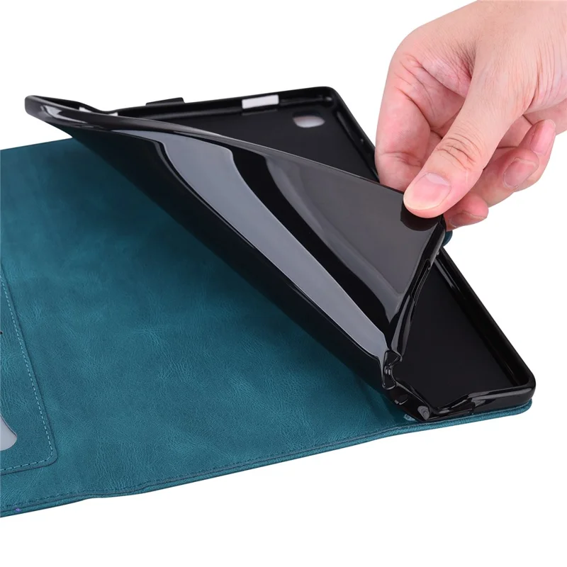 For iPad Pro 11 (2024) Case with Card Slots Butterfly Imprinted Leather Tablet Cover - Blue