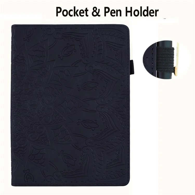 For iPad Air 13 (2025) / (2024) / Pro 12.9 (2020) / (2021) Case PU Leather Flower Pattern Stand Cover - Black